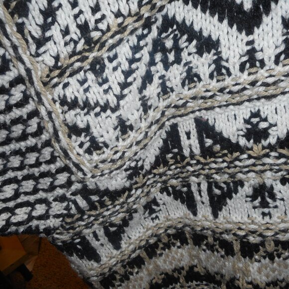 OPHELIS ROE, women's heavy pullover sweater, sz 2X black, white & beige - Picture 3 of 8